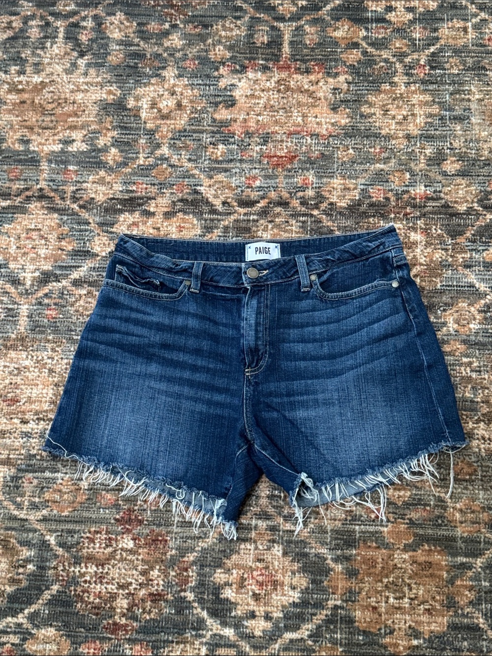 PAIGE Emilia Indigo Blue Frayed Hem Cut Off 30